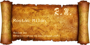 Rostás Milán névjegykártya